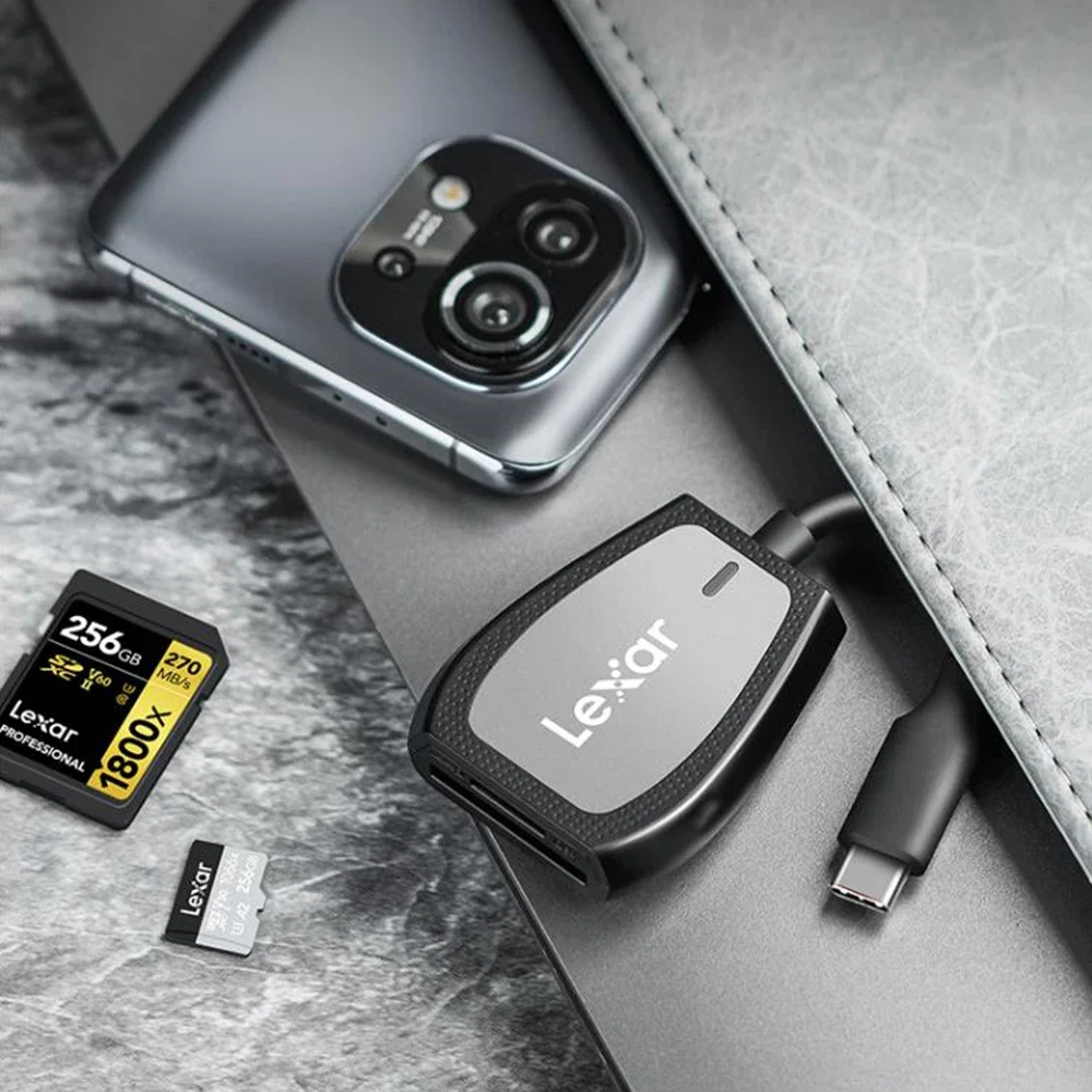 렉사 RW470 프로페셔널 듀얼 슬롯 SD 카드 리더 USB 3.2 타입 C UHS II 312MB/s 고속 메모리 카드 리더 (마이크로SD 카드용)