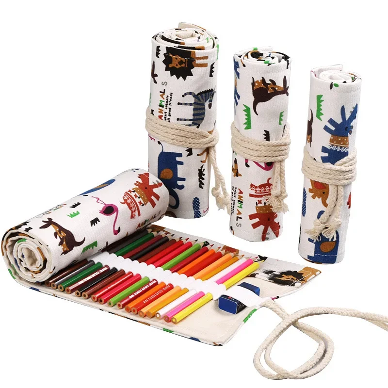72 Holes Organizer Roll-up Pencil Bags pencil cases Stationery Make Up Storage Case Pencil Scroll Students School Supplies Crayon Protector