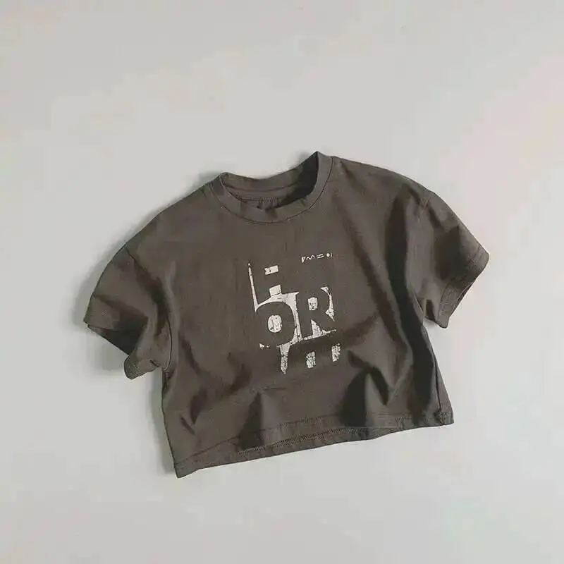 Sommer Kinder T-Shirts 1-8y Jungen Baumwolle Brief Kurzarm T-Shirts lässige Tops T-Shirts koreanische Kleinkind tragen T-Shirt Kinder kleidung – Detail 3
