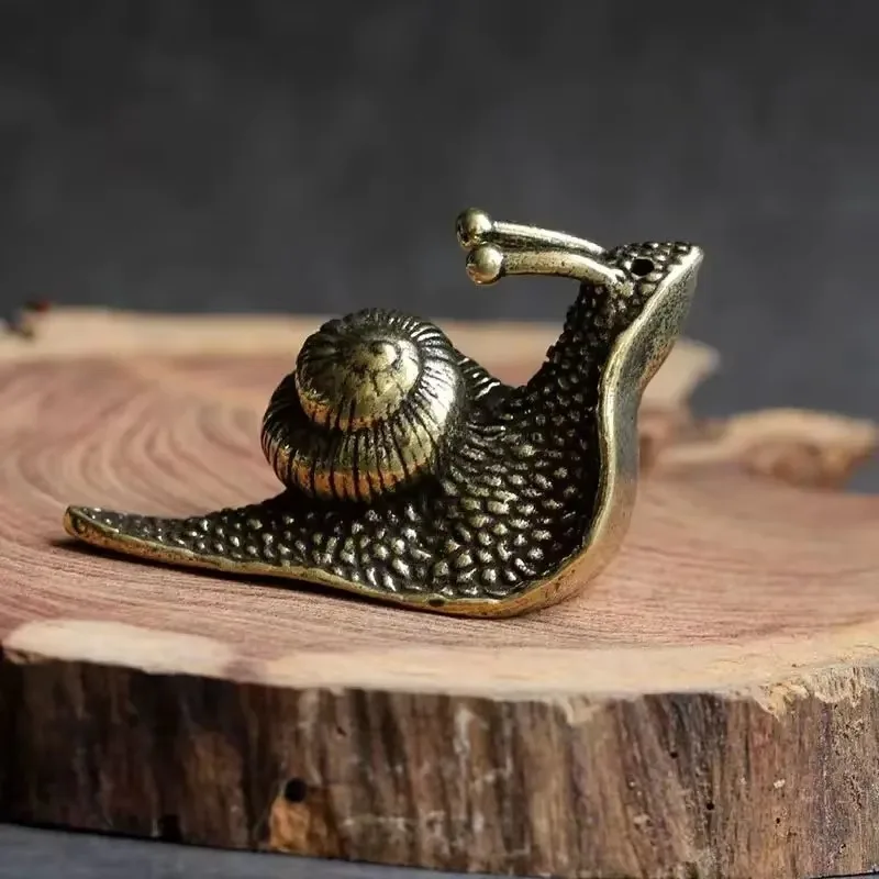Solid Copper Snail Ornaments Brass Simulation Animal Figurines Tea Pet Miniatures Home Decorations Feng Shui Gift Figurines 6