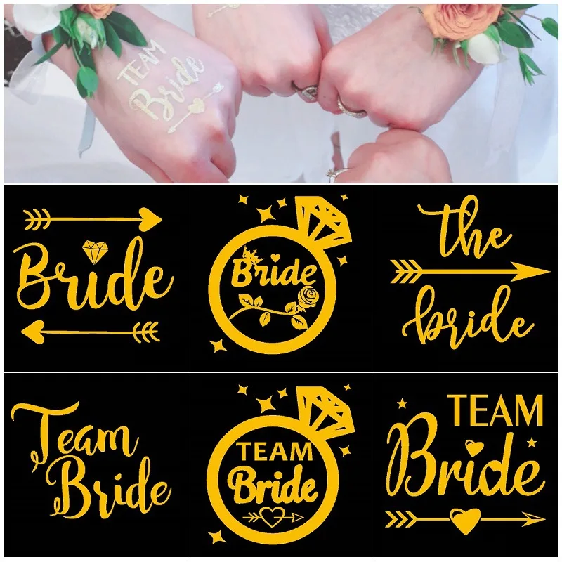 

10Pcs Bridal Team Bridesmaid Team Temporary Tattoo Bachelor Bride Party Sticker Decoration Marriage Bridal To Be Party Supplies