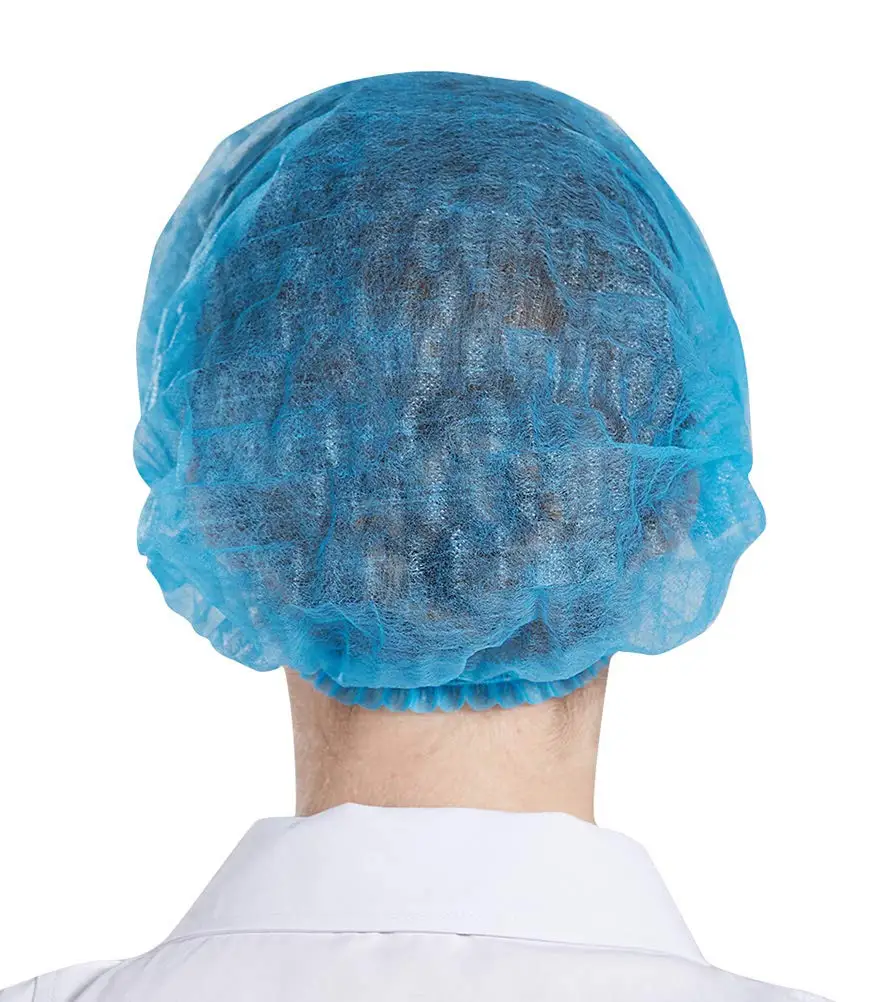 100Pcs Disposable Hat Round Non-Woven Headgear Dust-Proof Chef Food Factory Workshop Anti-Hair Fall Cap