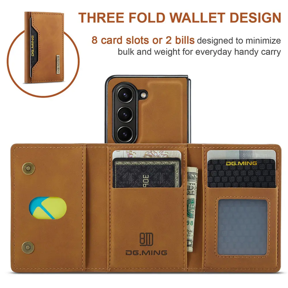 Magnetic Vintage Leather Wallet Case with Card Slots and Shockproof Protection