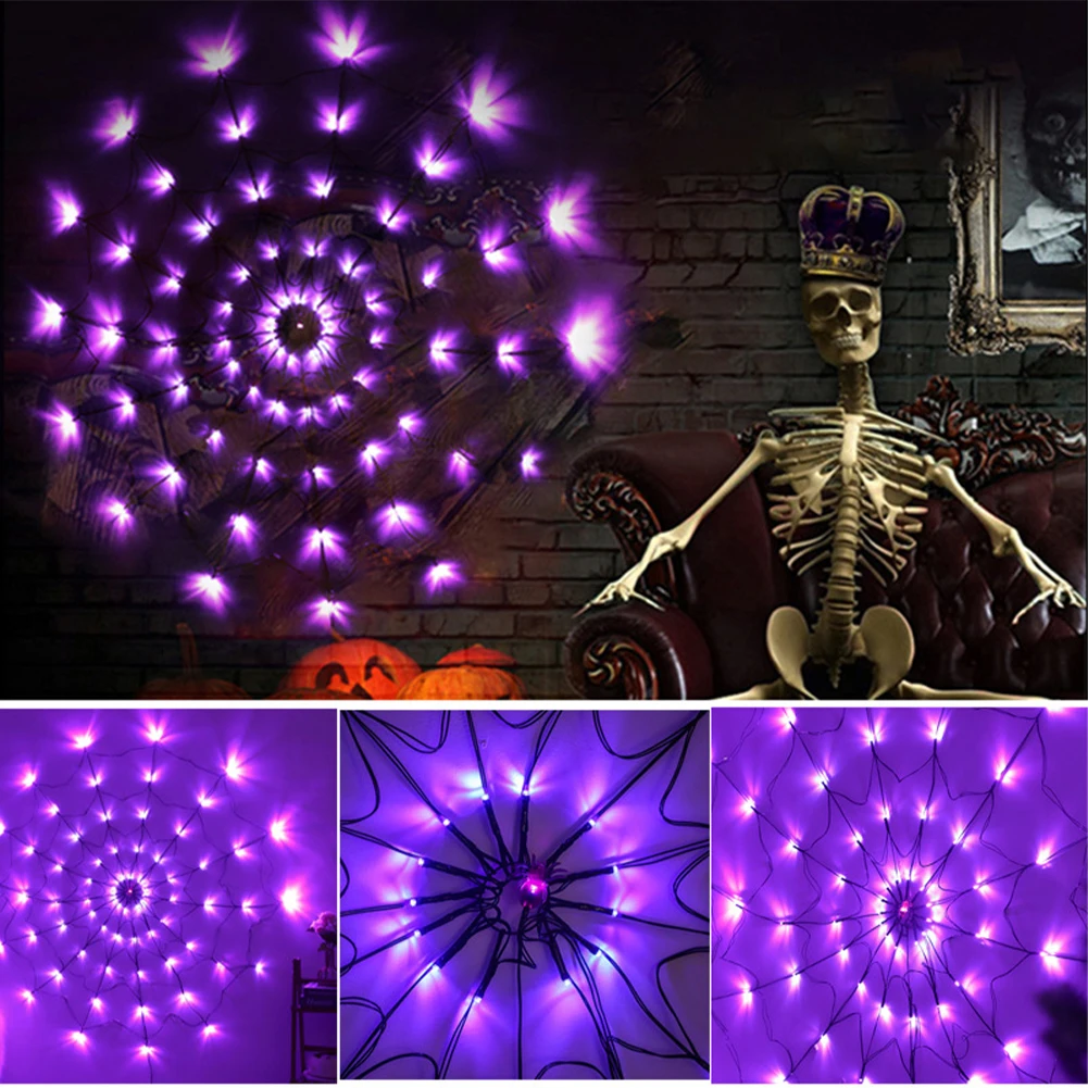 

8 Modes Halloween Decorations Web Lights DIY Halloween Party Home 70 LED Halloween Lights For House Garden Window Decor