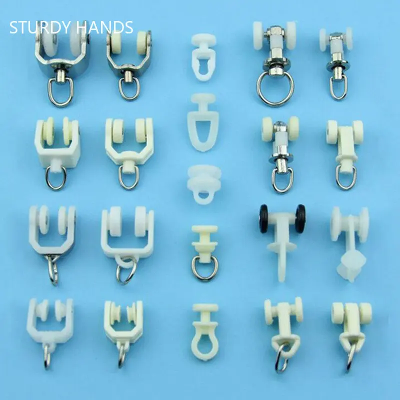 Curtain Track Plastic Pulley Linear Guide Curved Guide Roller Rollers Shower Curtain Track Hanging Wheel 30 Pcs nylon bearing roller