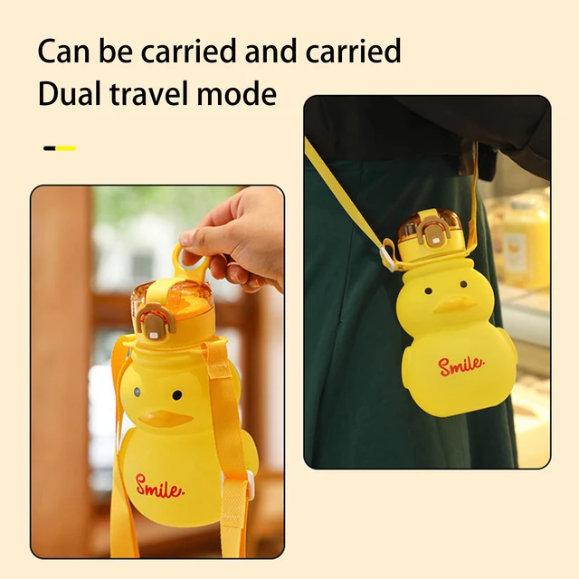 650ml Cute Water Bottle for Girls with Straw Portable Children's Kawaii Duck Kettle Summer Large Capacity Plastic Drinking Cup 3