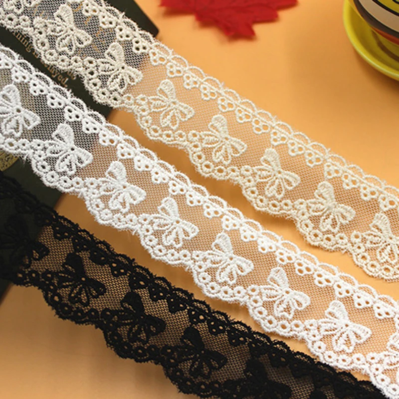 Cotton Embroidered Sewing Ribbon Guipure Lace Trim Fabric DIY Garment Accessories 3.5cm Width 5Yards