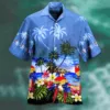 2024 Men's Shirts Hawaii Parrot Leaf Floral Print Party Beach Short Sleeve Lapel Button Up Camisa Plus Size Holiday Ropa Hombre 1