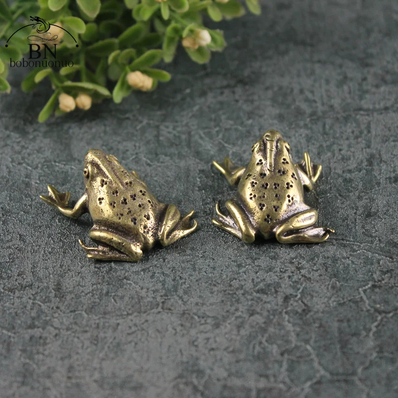Vintage Copper Mini Frog Statue Ornaments Retro Brass Animal Figurines Toy Home Office Desk Decor Gifts