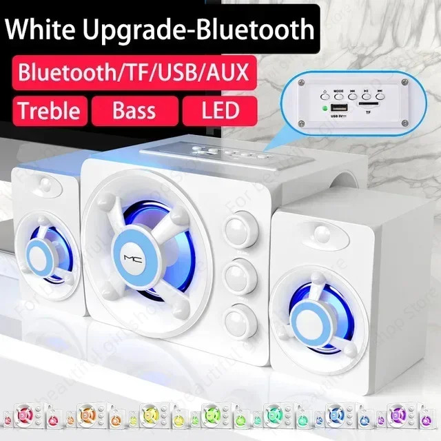 Wireless Bluetooth Speakers 3D Stereo Subwoofer Colorful LED Light Wired Bluetooth Audio Home Theater Surround Sound TV