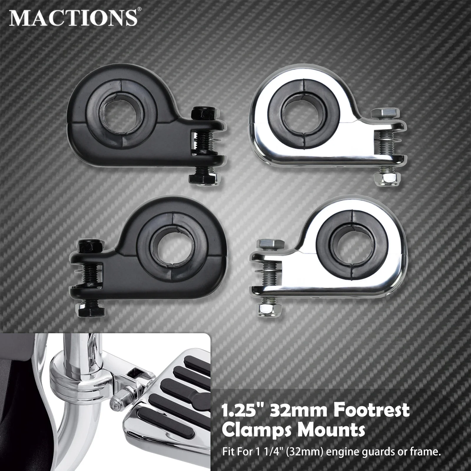 Motorcycle 1.25" 32mm Footrest Clamps Mounts Engine Guard Highway Footpeg Clamp Mount Universal For Harley Touring XL For Honda