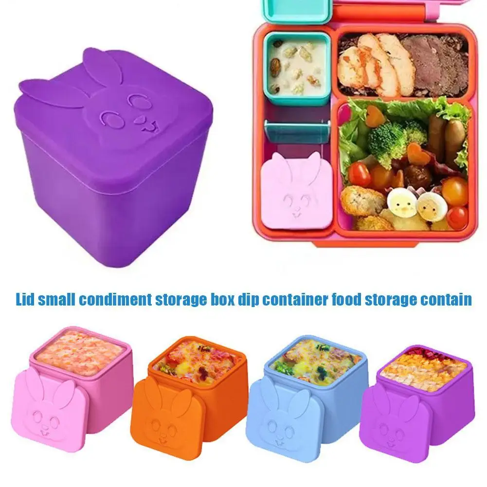 

Silicone Lunch Box Non-stick For Kids Sauce Container With Lid Small Condiment Storage Box Dip Container Food Storage Container