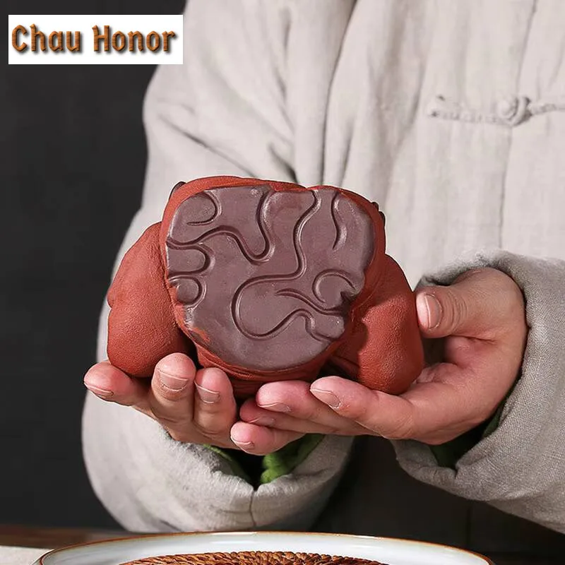 Chinese Yixing Raw Ore Purple Clay Tea Pet Hand-carved Golden Toad Fairy Crafts Household Tea Table Decoration Accessories Gifts