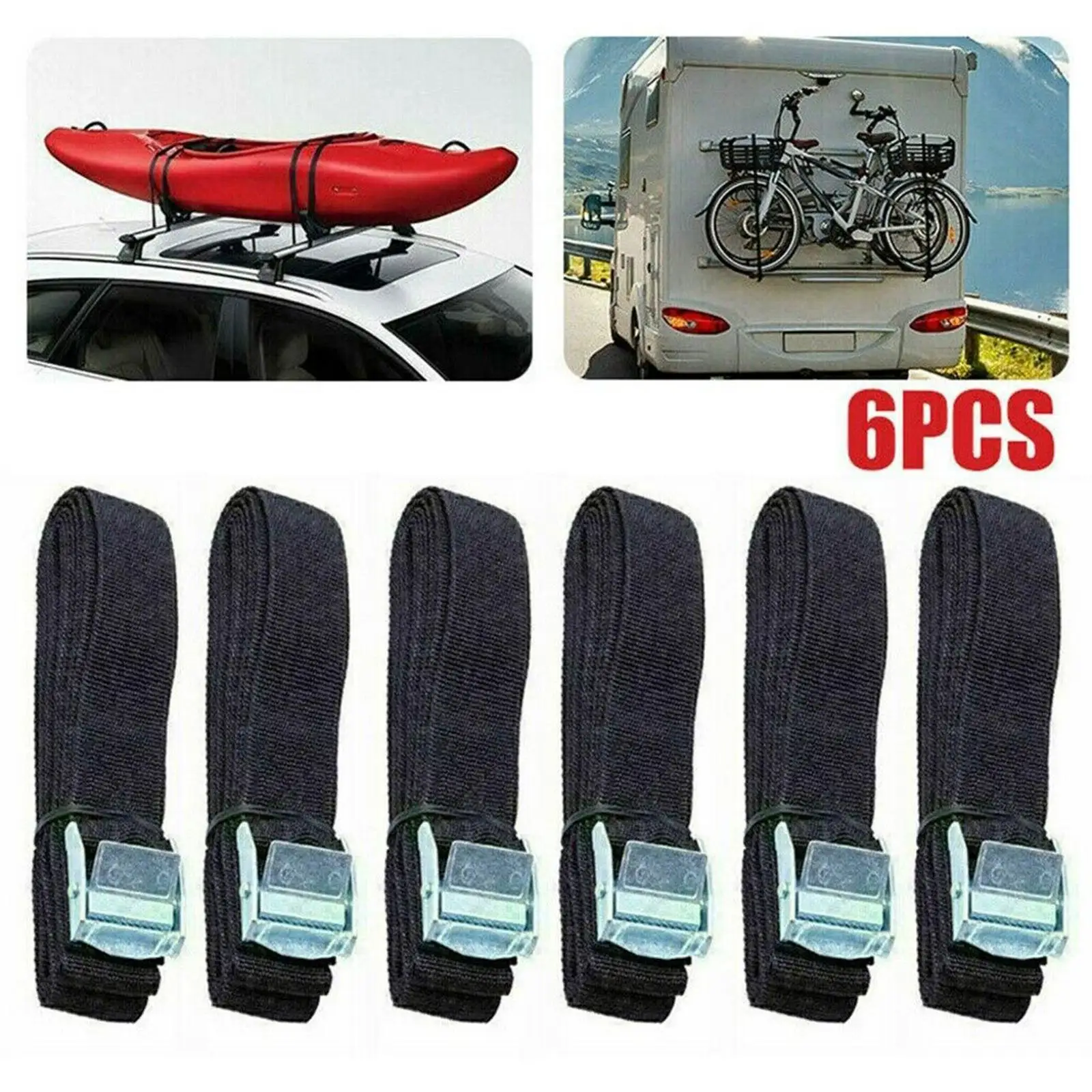 

Pack of 6 Tie Down Straps Lashing Straps for Car Frame Luggage Strap