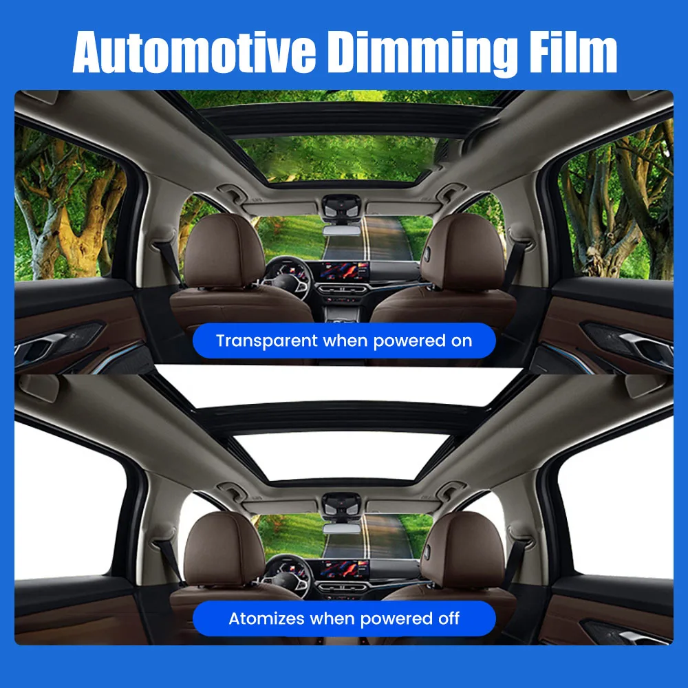 Intelligent Electronically Controlled Atomized Glass Film for Car Windows, Dimming Glass, Electrically Powered Color-Changing Dimming Glass, Privacy Dimming Film