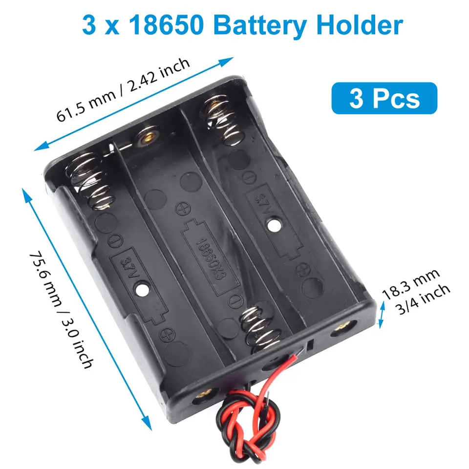 3pcs 18650 Battery Holder with Wire 3.7V,7.4V, 11.1V, 14.8V 18650 Battery Holder Box for Battery storage charging image 9
