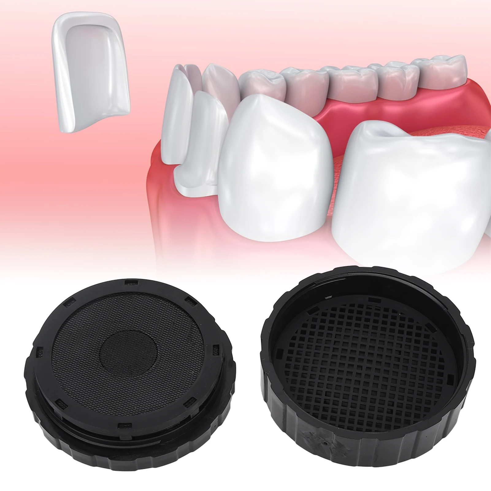 Denture Veneer Processing Box Round Shape Reusable Black Denture Storage Box With Spare Pad Denture Veneer Processing Box