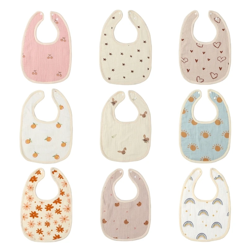 

127D Baby Bibs Cotton Feeding Bib Handkerchief Thick Burp Cloth Newborn Shower Gift