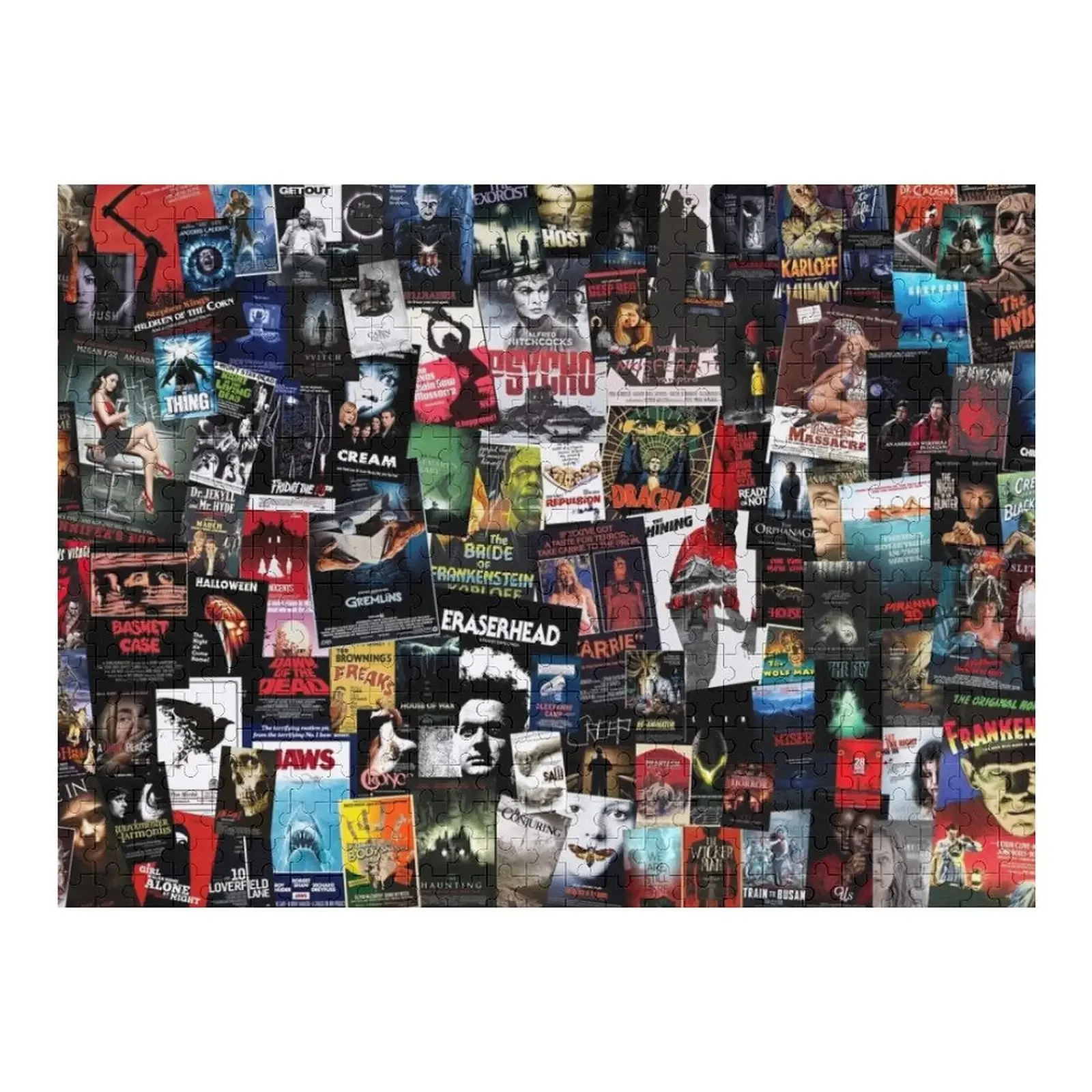 

100 Best Horror Movies of All Time Collage Jigsaw Puzzle Customizable Gift Wooden Jigsaws For Adults Puzzle