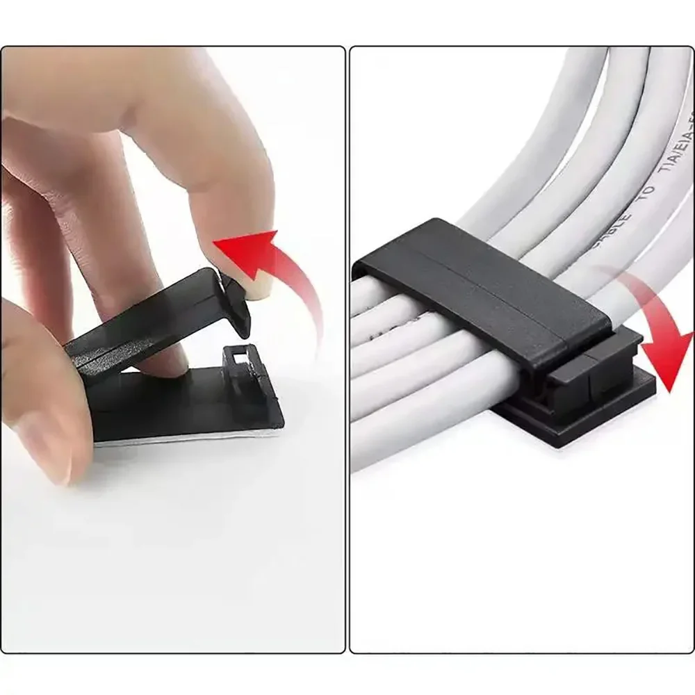 10Pcs Cable Fixing Clip Cable Wire Sorting Buckle Chassis Organizer 19*47 Black and White Cable Organizer Management