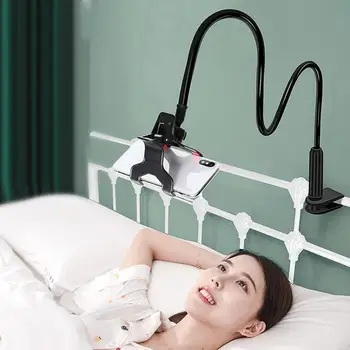 Supporto per telefono da letto Supporto per telefono pieghevole Supporto per telefono a collo di cigno per letto Supporto per telefono cellulare con clip a morsetto regolabile a braccio lungo flessibile