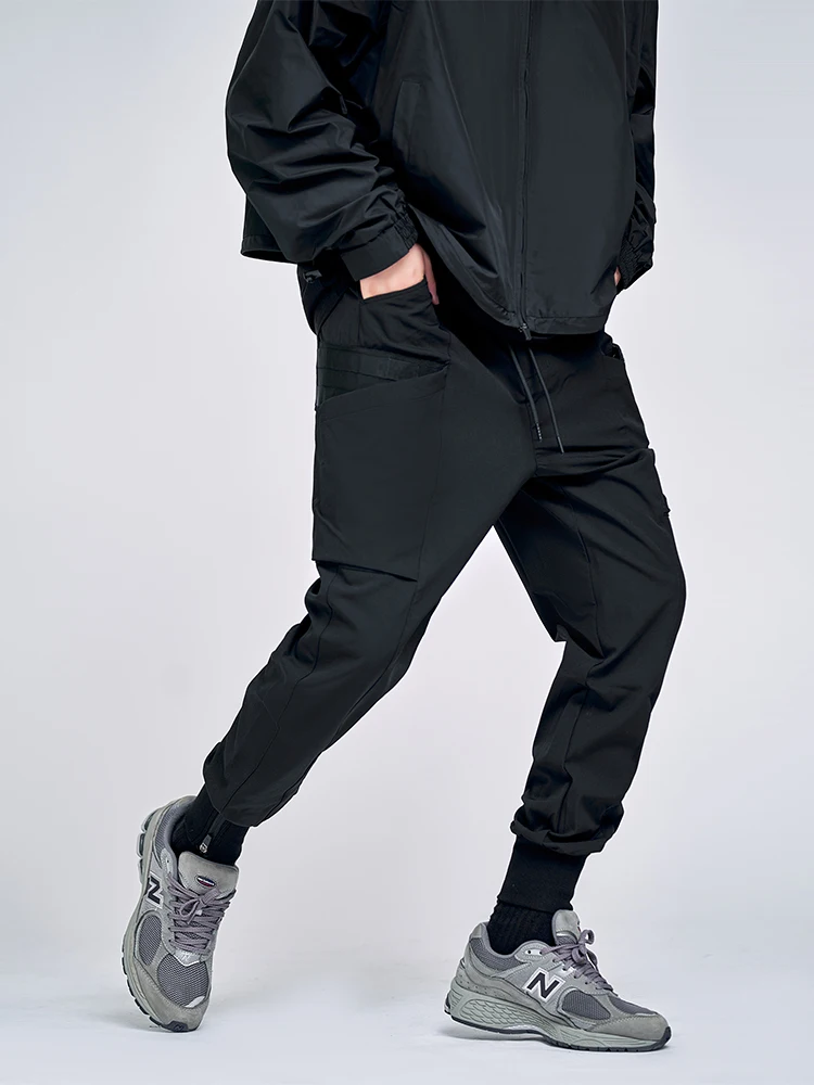 YHECP 22SS men's fashion basic black jogger pant cyberpunk dark wear with tactical molle system techwear street wear