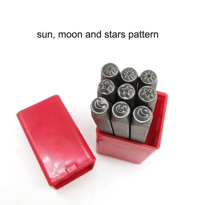 3mm Metal Stamping Set Moon Start Sun Patterns Jewelry Stamps Leather Punching Kit Emboss Silver Aluminum Bracelet Ring leather craft stamps leather letter punch alphabet number stamp set