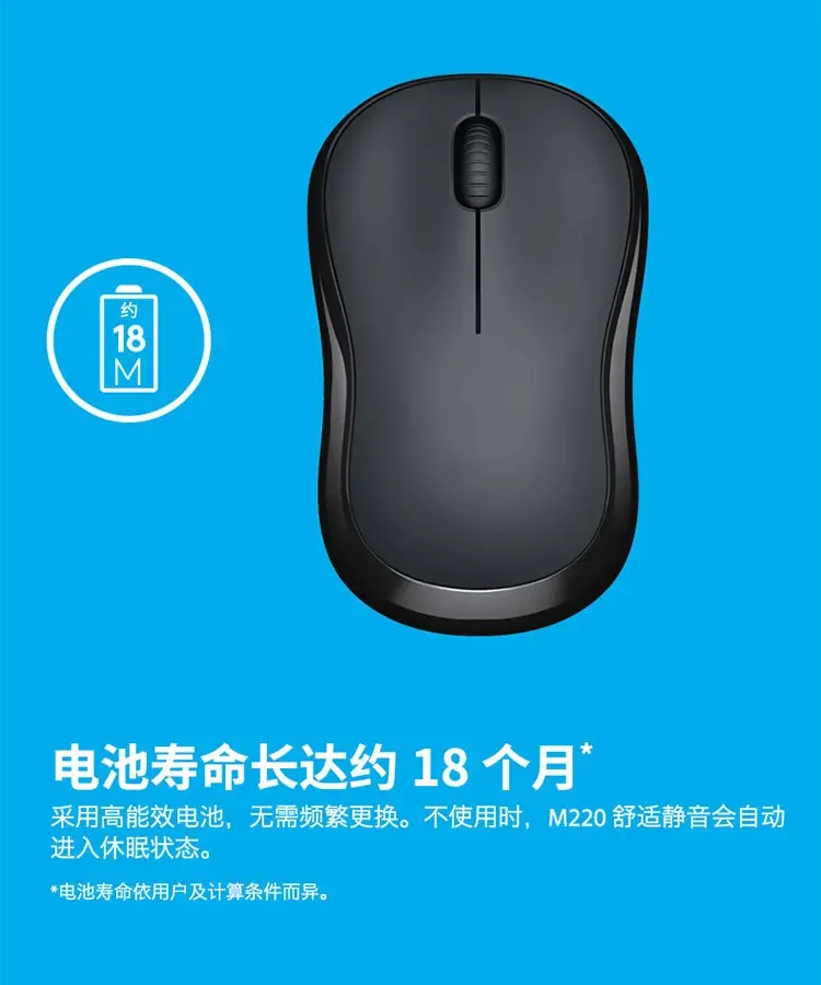 M220 무선 마우스 2.4GHz USB 1000 인치 당 점 자동 광학 마우스 USB 수신기 Mac Os/Window 10/8 용 광학 탐색 마우스