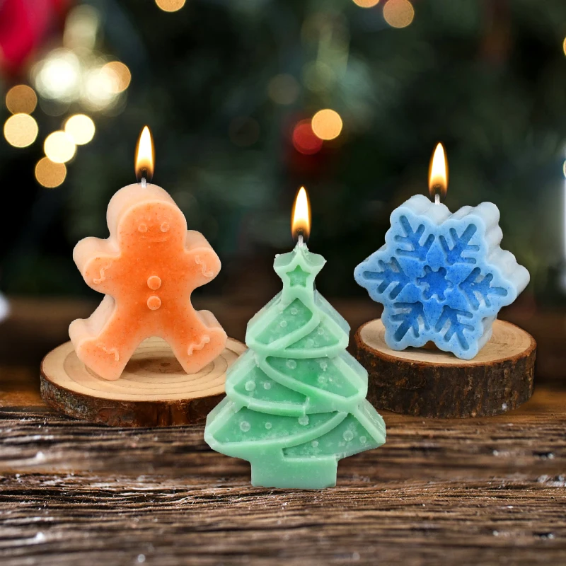 Christmas Silicone Candle Molds Snowflake Elk Xmas Tree DIY Home Decoration Craft Ornaments Soap Making Mold Tools New Year Gift