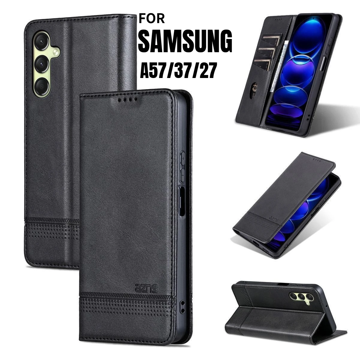 Vintage Minimalist Leather Flip Case - Skin-friendly Anti-drop Back Cover