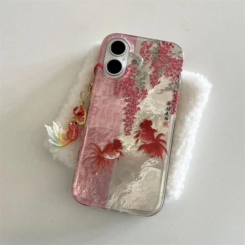 Artistic Calligraphy Floral Koi Design Phone Case