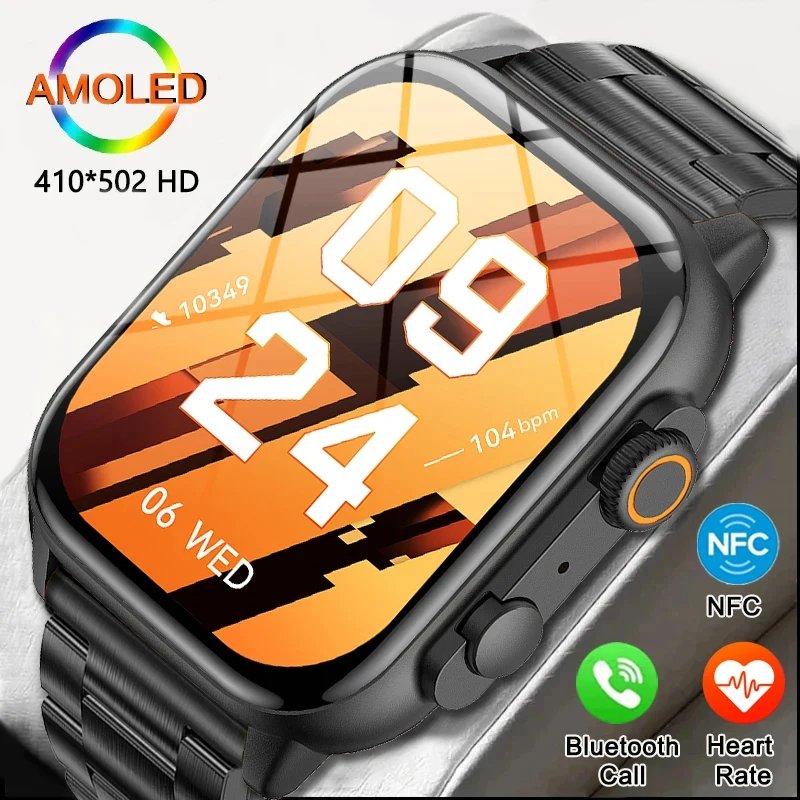 Amoled Bildschirm Ultra Smart Watch Zeigen Immer Zeit Bluetooth Call Serie 8 High Refresh Rtae Nfc Smartwatch Mner Sport Uhr F