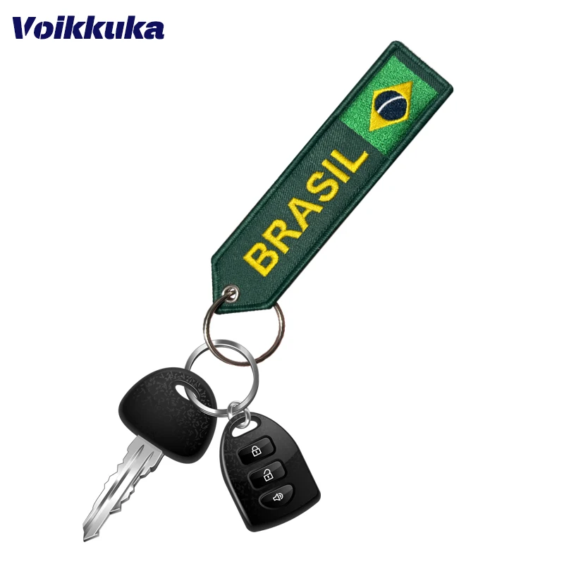 JAVD Brazil Flag Keychain Set - 3 Pack, Green, Medium Size With Sturdy Key Ring - View #9