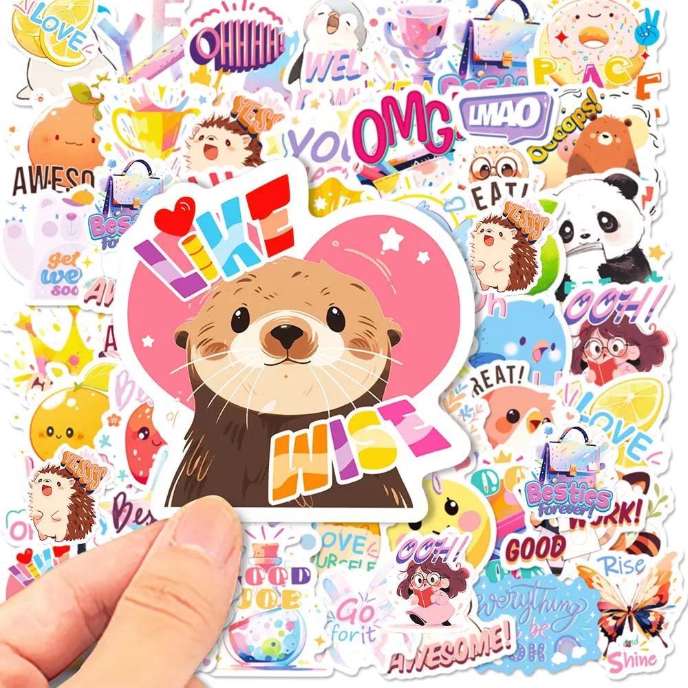 

10/50Pcs Cartoon Cute Motivational Aesthetic Varied Stickers Pack for Kids Travel Luggage Laptop Wall Decoration Graffiti Decals