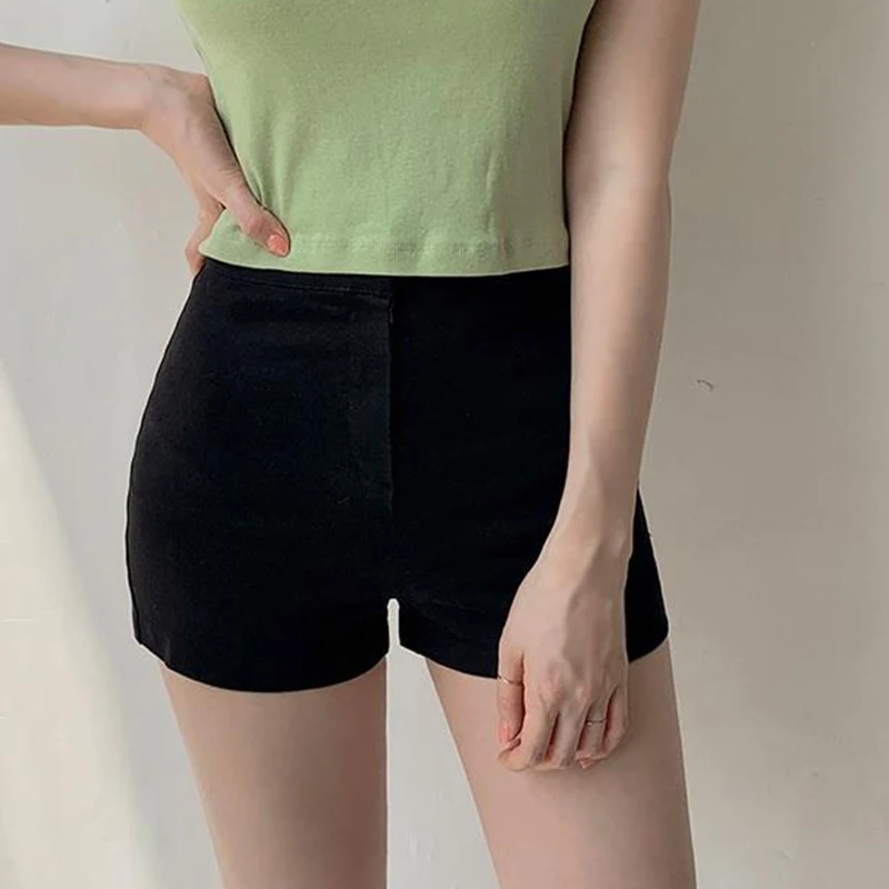 GIDYQ 여성용 데님 반바지, 한국 캐주얼 스트리트웨어, 스트레치 슬림 반바지, Y2K 백 여성 하이웨이스트 청바지, 여름 신상