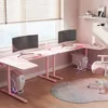 L Shaped Gaming Desk, 60 Inch Large Home Office Corner PC Computer Table Study Writing Female L60 Mouse Pad Cable Management 3