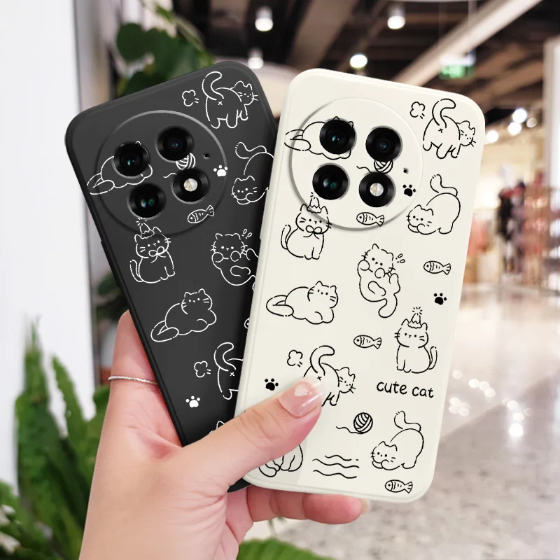 Playful Cat Liquid Silicone Phone Case, Simple Design