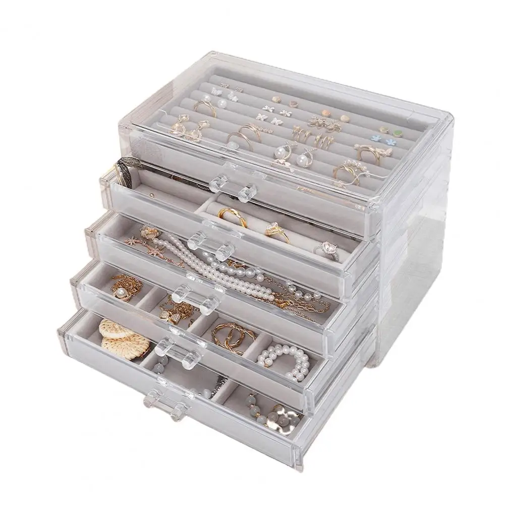 Necklace Organizer Box Clear Acrylic Multi-layered Jewelry Box Rings Earrings Necklaces Bracelets Organizer