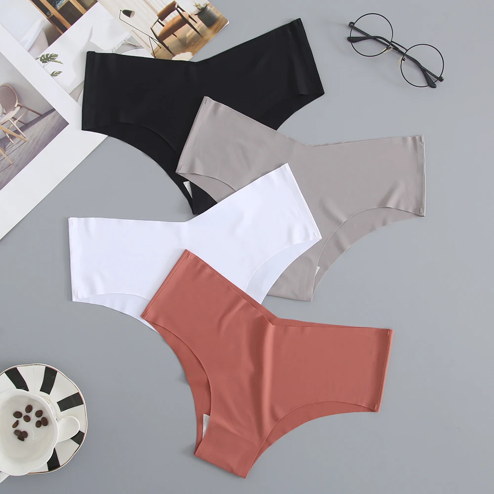 

4Pcs/Lot Women's Panties Seamless Women's Underwear Mid-rise Woman Ice Silk Breathable Comfort Briefs Female Underpant