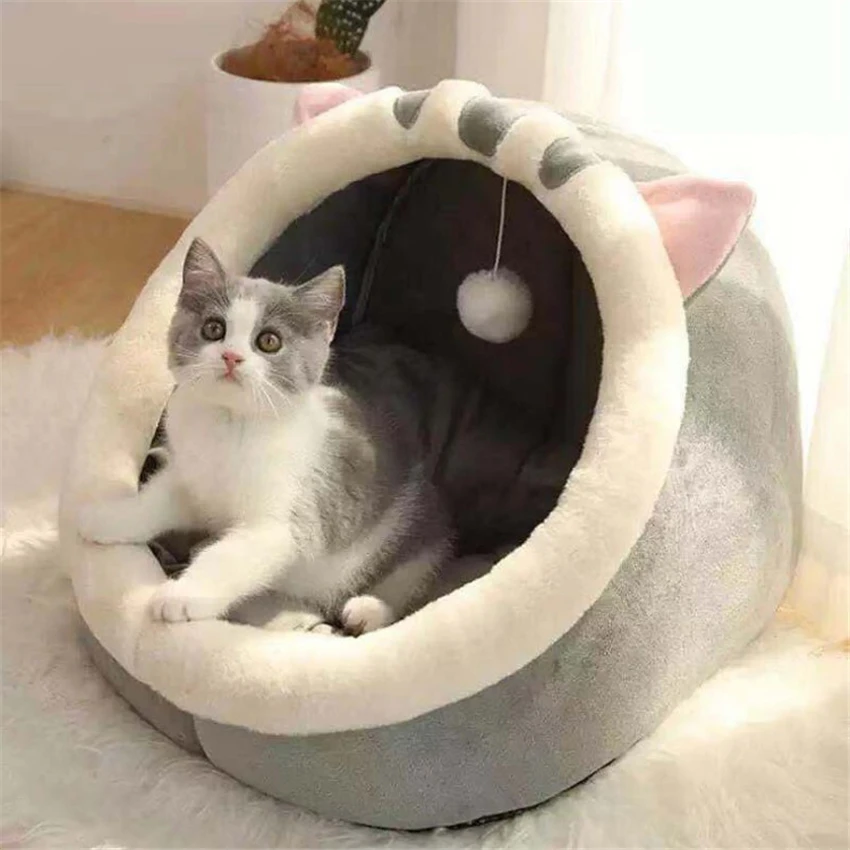 

Sweet Cat Bed Warm Pet Basket Cozy Kitten Lounger Cushion Cat House Tent Very Soft Small Dog Mat Bag For Washable Cave Cats Beds