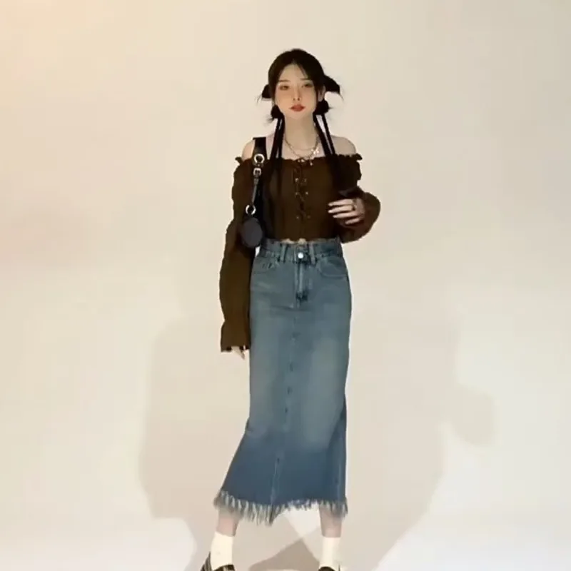 New Japanese Fashion INS Mid Skirt Art Simple And Lazy Temperament Trend Versatile Natural Waist Skirt For Women