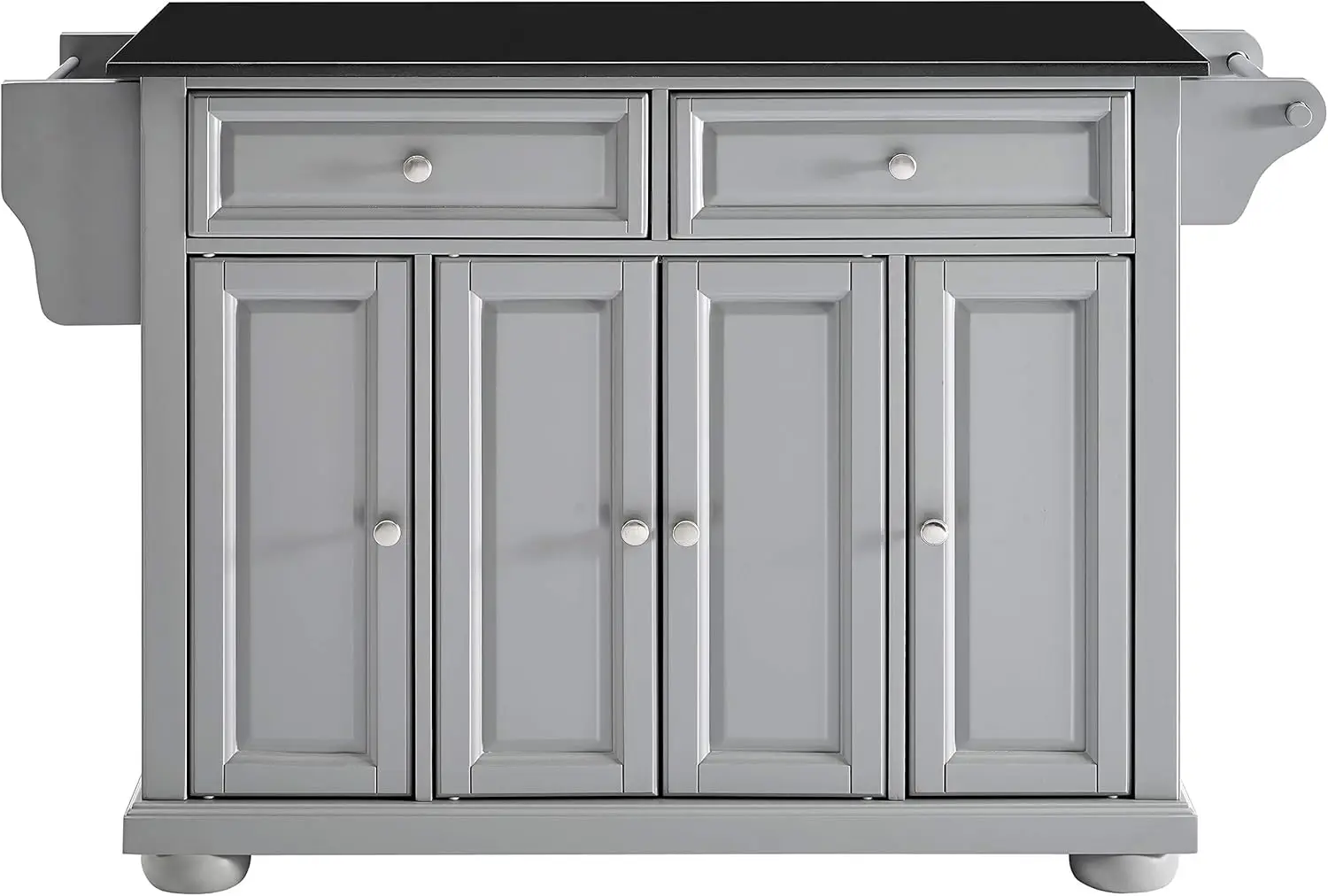 Alexandria Kitchen Island with Solid Black Granite Top, Vintage Grey