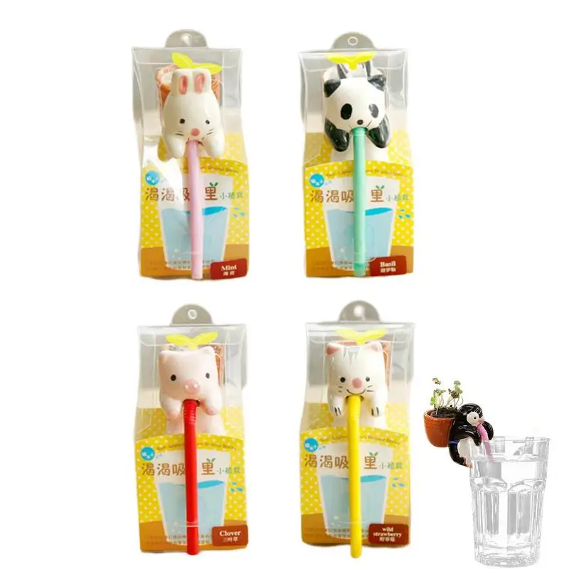 

Cute Flower Pot Cactus Pot Automatic Watering Straw Design Animal Succulent Porcelain Pots For Flower
