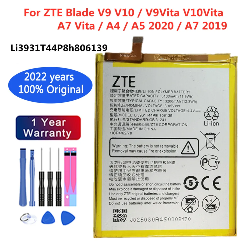 

2022 Original Replacement Battery 3200mAh For ZTE Blade V9 V10 /V9Vita V10Vita /A7 Vita /A4/A5 2020 Li3931T44P8h806139 Phone