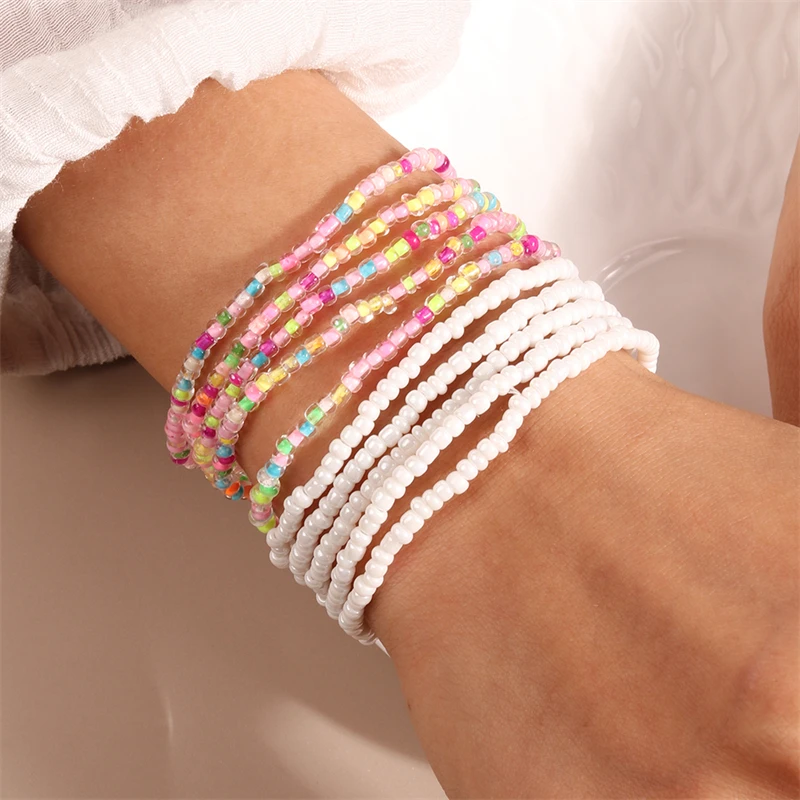 10 teile/satz böhmische bunte Perlen Armbänder für Frauen elastische handgemachte Armbänder Mädchen Party Urlaub Schmuck Dekoration – Detail 13