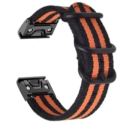 Durable Nylon QuickFit Watch Band - Universal 26mm Strap - QuickFit 22mm (Orange black)