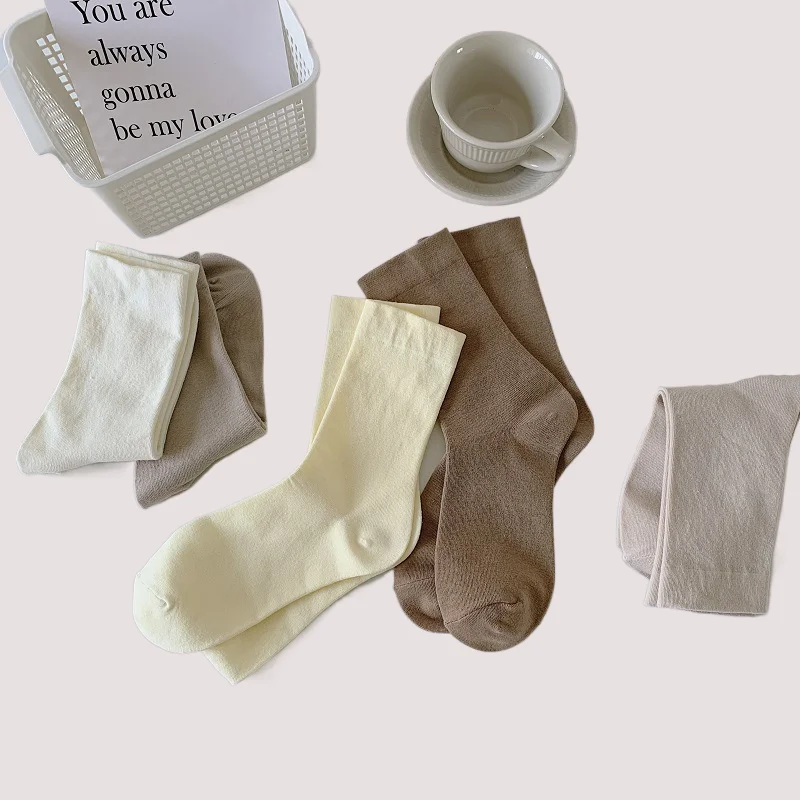 10/20 Pairs New High Quality Women's Sock Breathable Mid Tube Socks Solid Color Lace Tulip Embroidery Women's Cotton Socks
