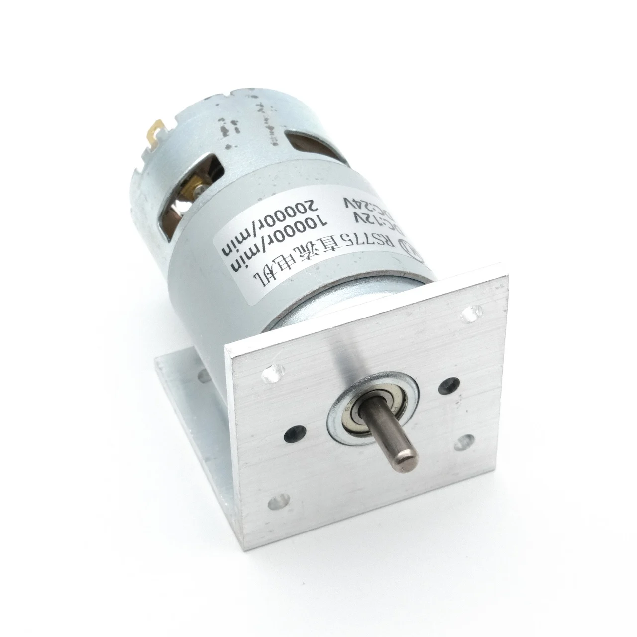 Moteur RS-775 48V pour RC, vue arrière avec dissipateur thermique