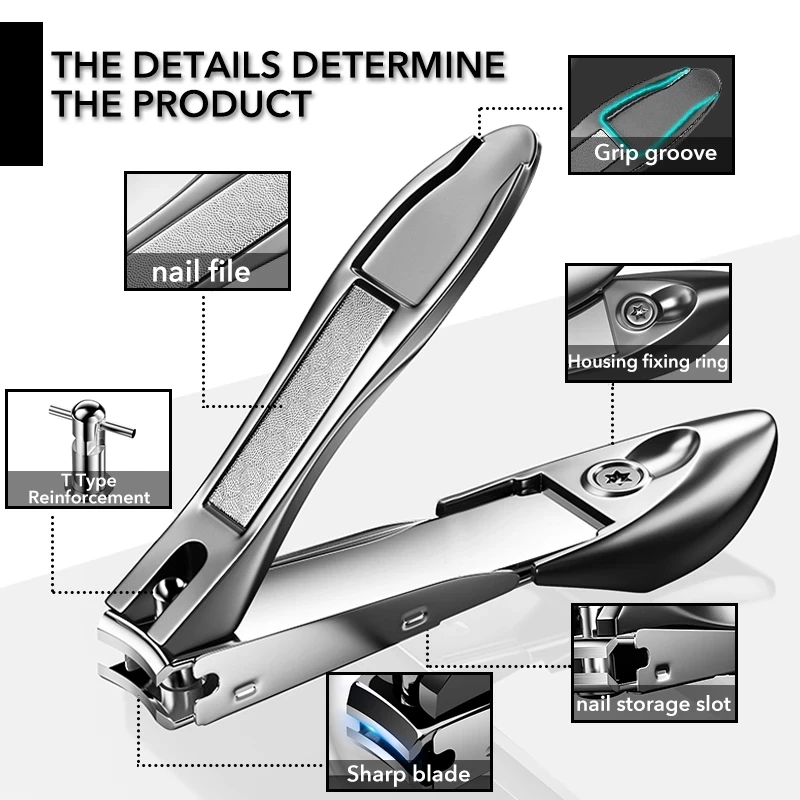 Stainless Steel Nail Clippers Sharp Curved Blades Finger Toenail Manicure Tool For Home Use 1 Pcs