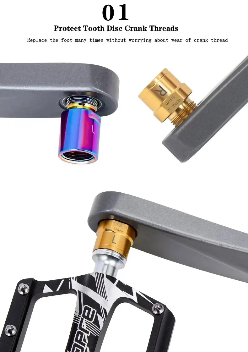 RRSKIT Fahrradpedal-Achsenverlängerungen, 16 mm, 20 mm, Mountainbike, Rennrad, verlängerte Achskernschrauben, Fahrradpedal-Verlängerungsschrauben, Abstandshalter – Detail 3
